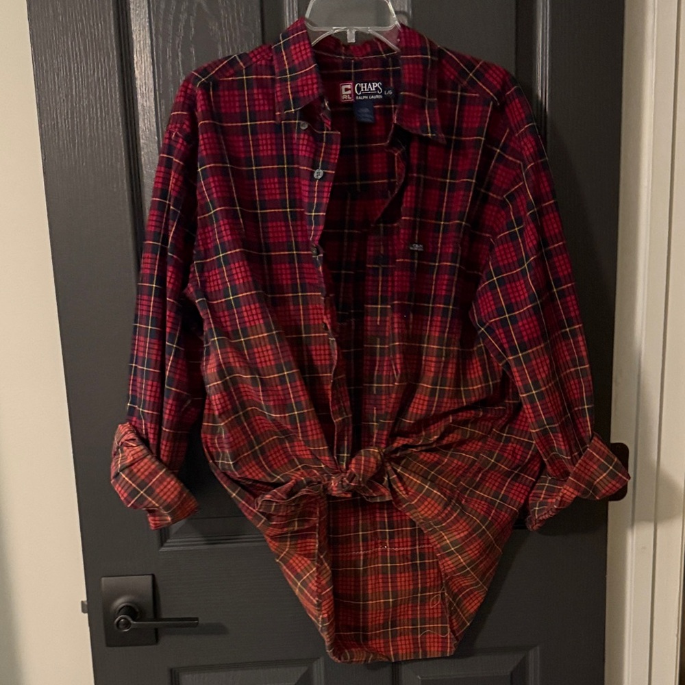 Jack Daniel’s boho, Chaps Men's Red and Black Plaid Shirt.  Bleach ombre boho!!